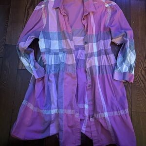 Burberry Brit Plaid Trench Coat in Pink and Purple